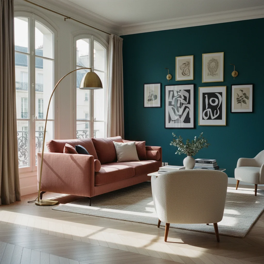 Salon : oser un mur d’accent en couleur profonde